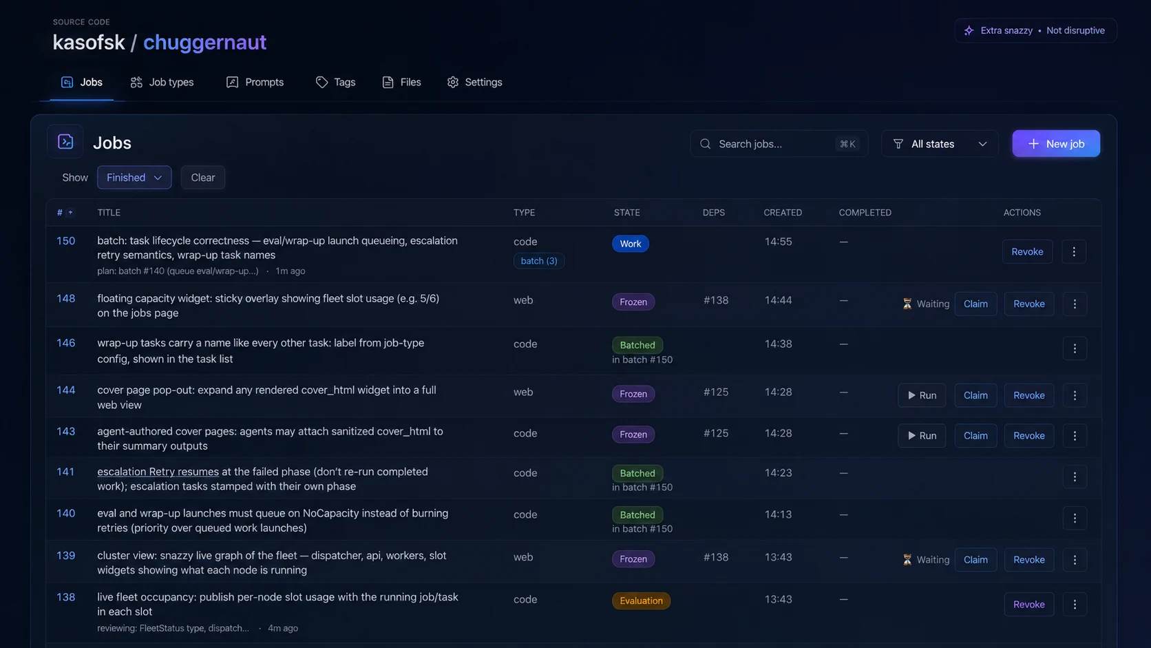 Chuggernaut jobs interface concept: Extra snazzy, Not disruptive