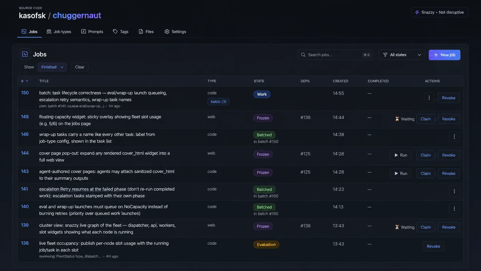Chuggernaut jobs interface concept: Snazzy, Not disruptive