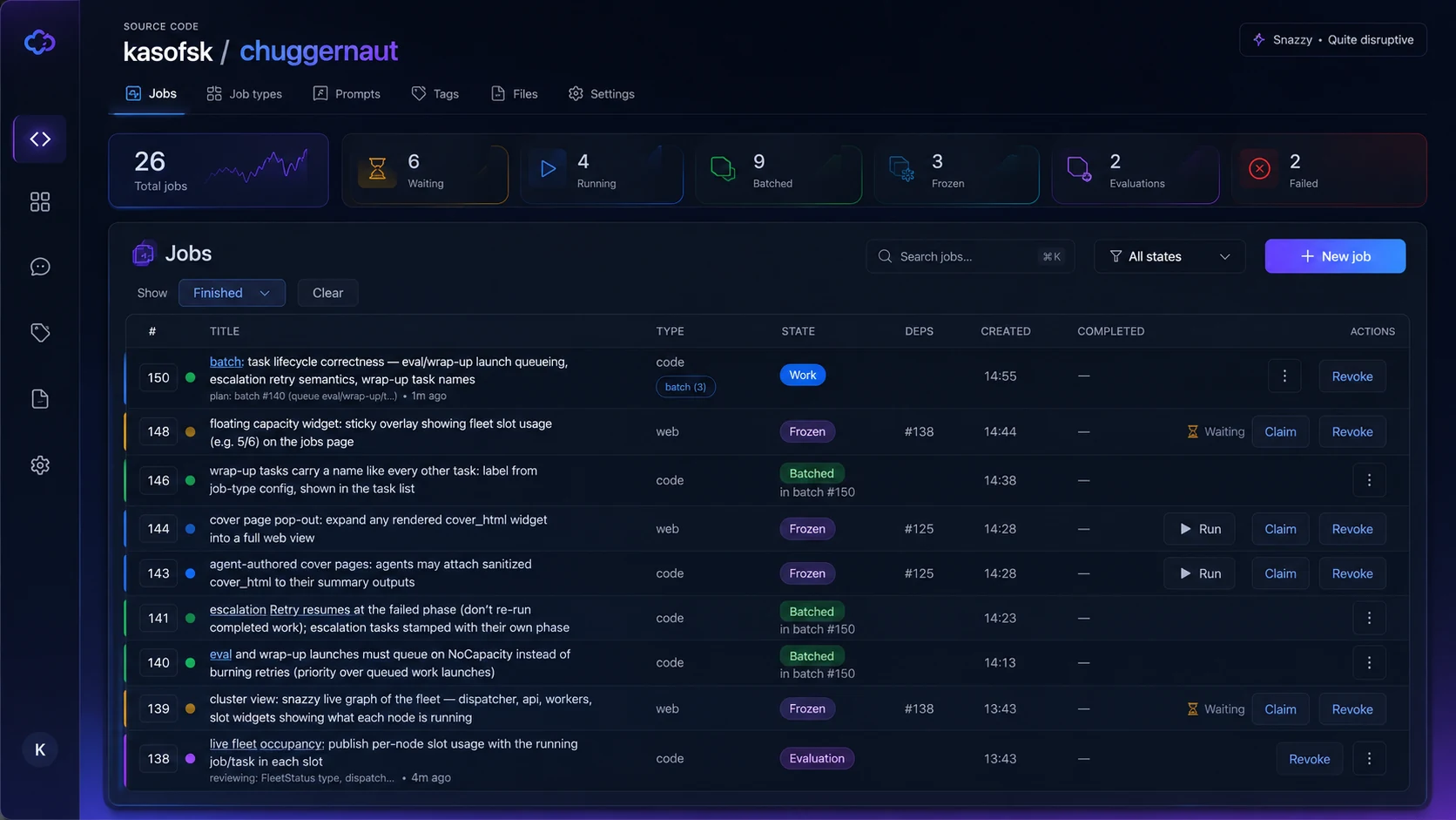 Chuggernaut jobs interface concept: Snazzy, Quite disruptive