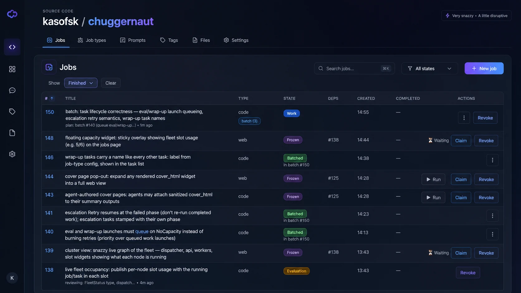 Chuggernaut jobs interface concept: Very snazzy, A little disruptive